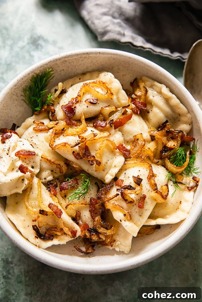 Ukrainian dumplings in a bowl