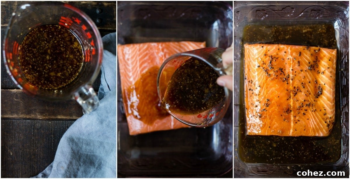 Salmon Teriyaki One Pan Dinner with Marinade Steps