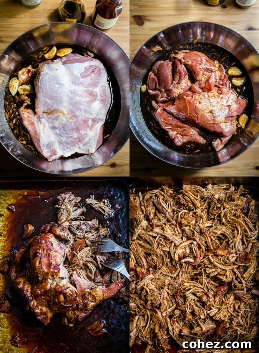 process shots showing how to make the meat