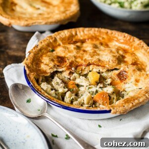 Sage Chicken Pot Pie with slice removed