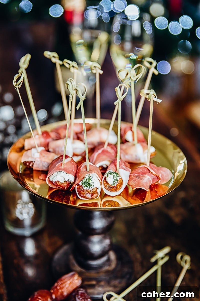 Herby Cheese Stuffed Dates on a platter