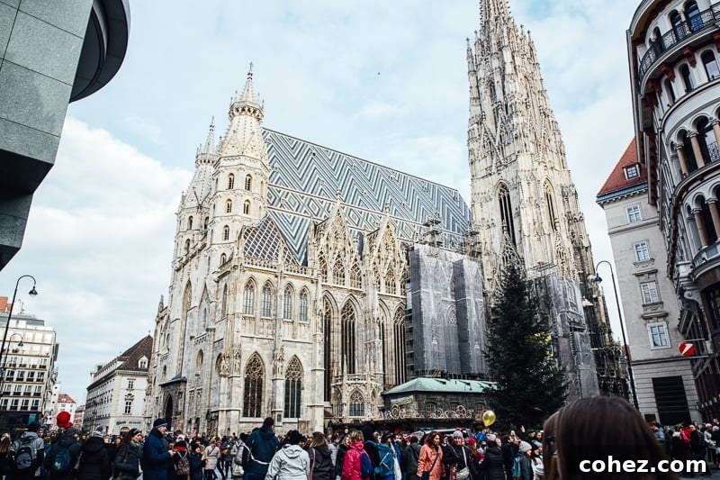 The magnificent outside view of St. Stephen's Cathedral in Vienna