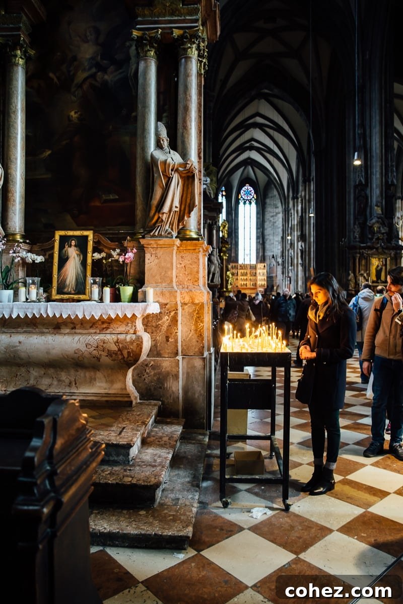 The impressive interior of St. Stephen's Cathedral in Vienna