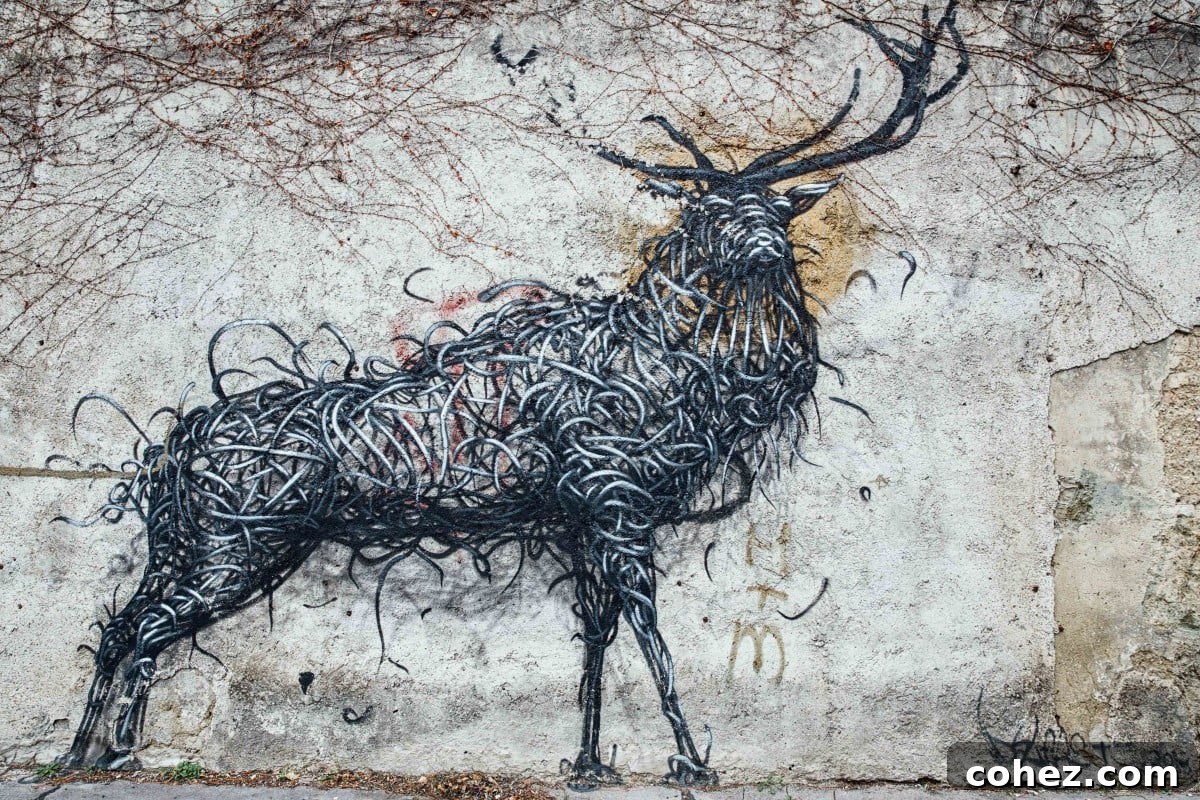 Vibrant street art depicting an elk in Vienna