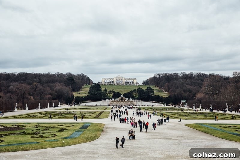 Grand exterior view of Schönbrunn Palace, a famous Baroque landmark