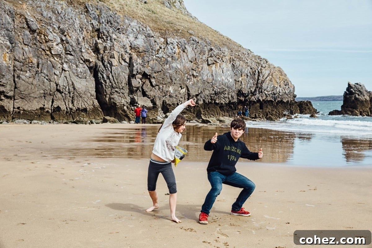 Our kids goofing off at Barafundle Bay