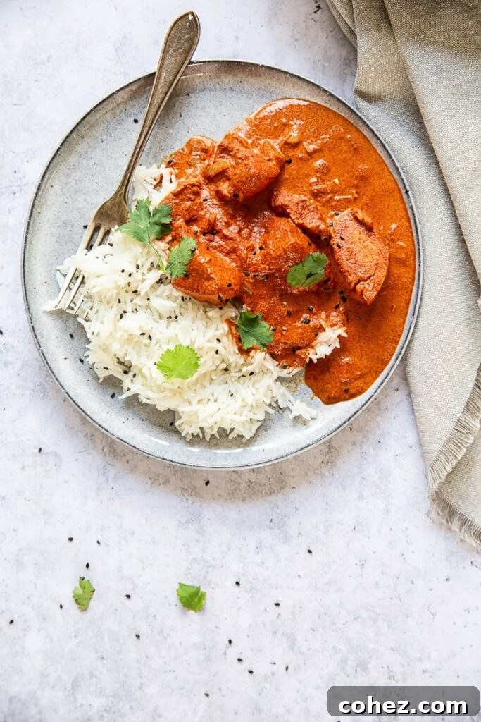 Top down shot of plate with curry and rice