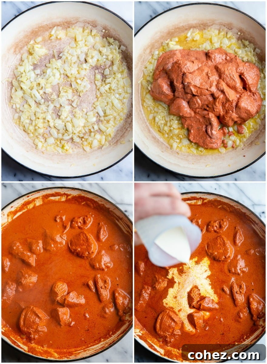 Four process shots showing how to make the dish
