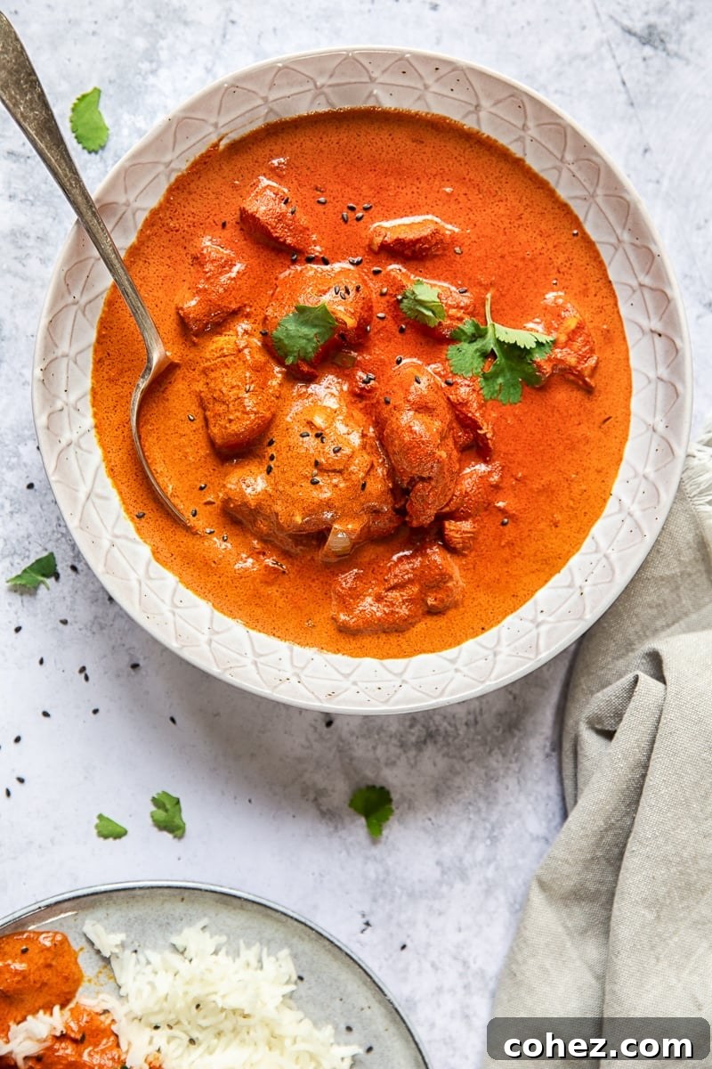 Close up overhead shot of a bowl with curry