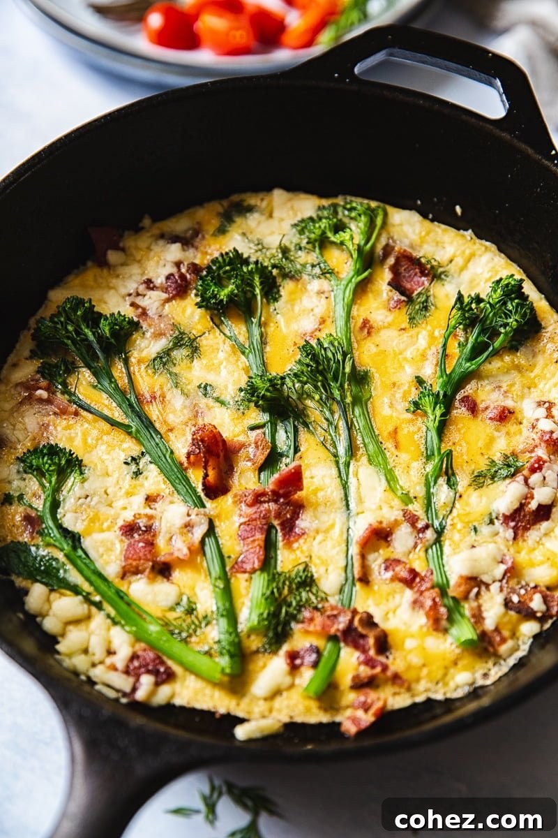 Broccoli Frittata with Aged Cheddar and Bacon