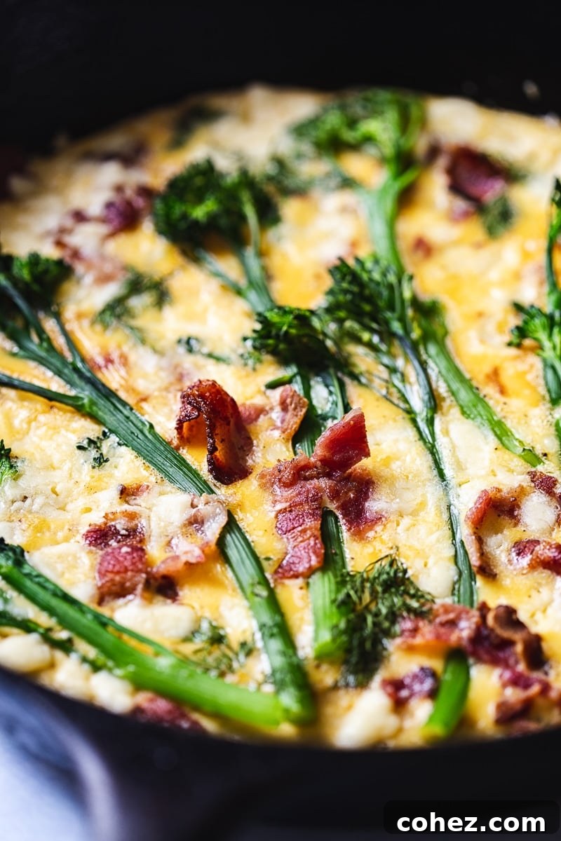 Broccoli Frittata with Aged Cheddar and Bacon