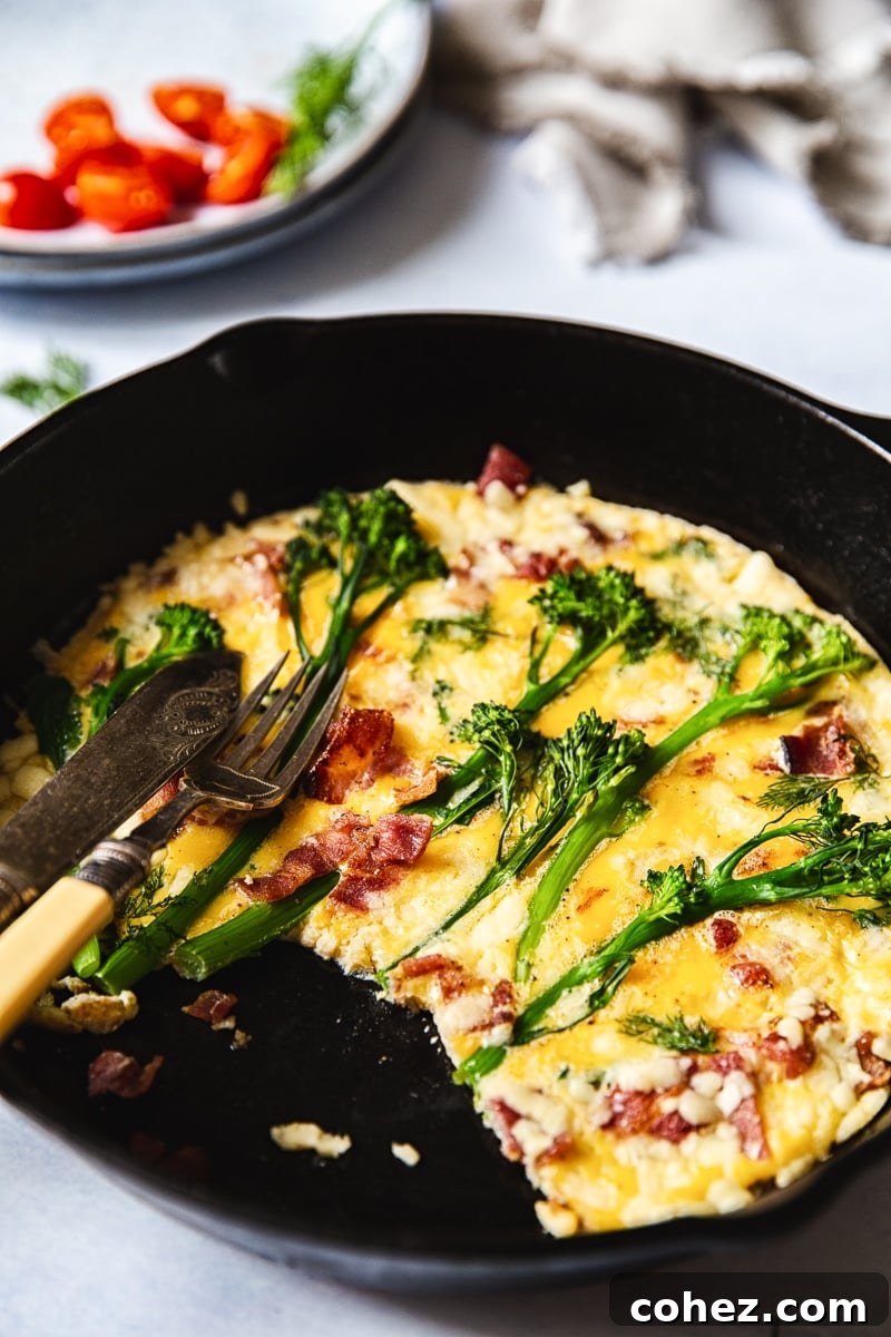 Broccoli Frittata with Aged Cheddar and Bacon