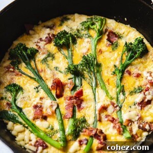 Broccoli Frittata with Aged Cheddar and Bacon