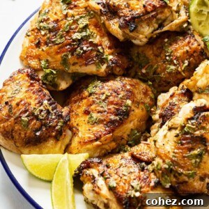 Plate of chicken with lime slices