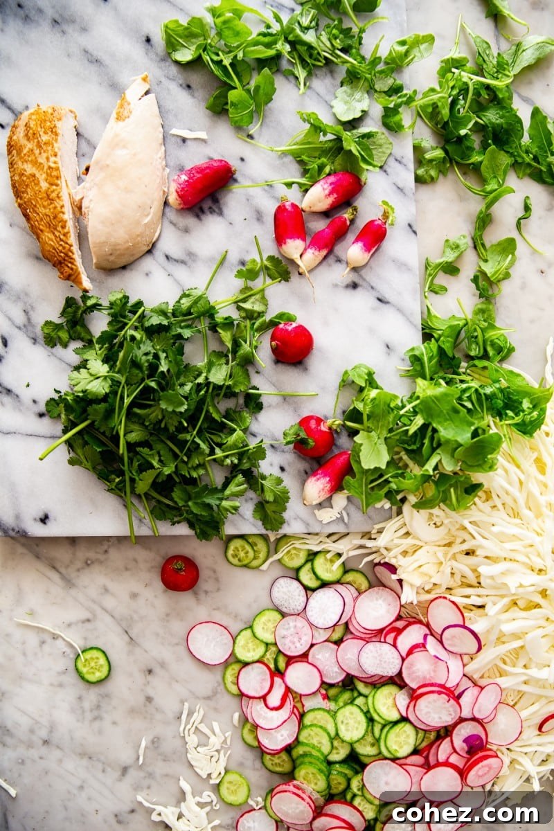 Assortment of ingredients spread over a marble table
