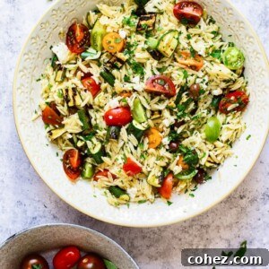 Greek Orzo Salad with Grilled Zucchini - a delightful pasta salad for summer