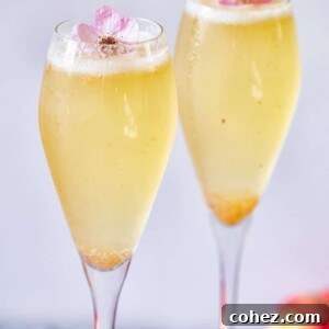 Elderflower Peach Bellini ready to serve
