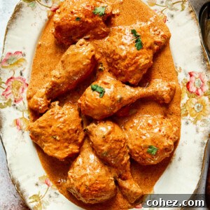 Velvety Hungarian Paprika Chicken 6 Chicken Paprikash on a serving platter