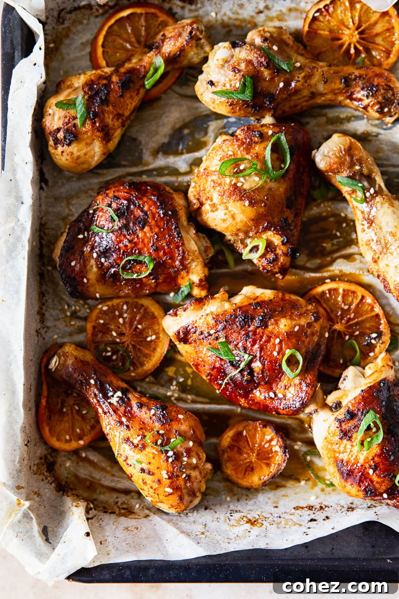 Sticky Honey Soy Glazed Chicken Thighs and Drumsticks 2 Honey Soy Chicken Thighs and Legs in roasting pan