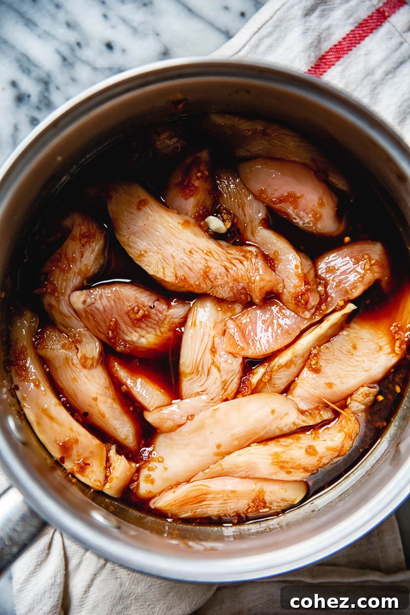 chicken breasts in soy sauce poaching liquid