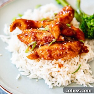 Asian Chicken on white rice with broccoli