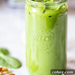 spinach pesto in mason jar