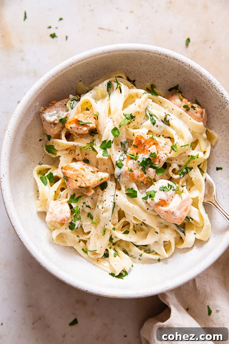 Salmon Pasta in Cream Sauce