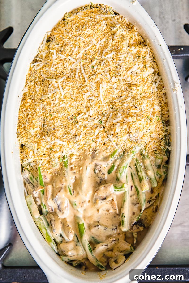 Green Bean Casserole made with fresh ingredients