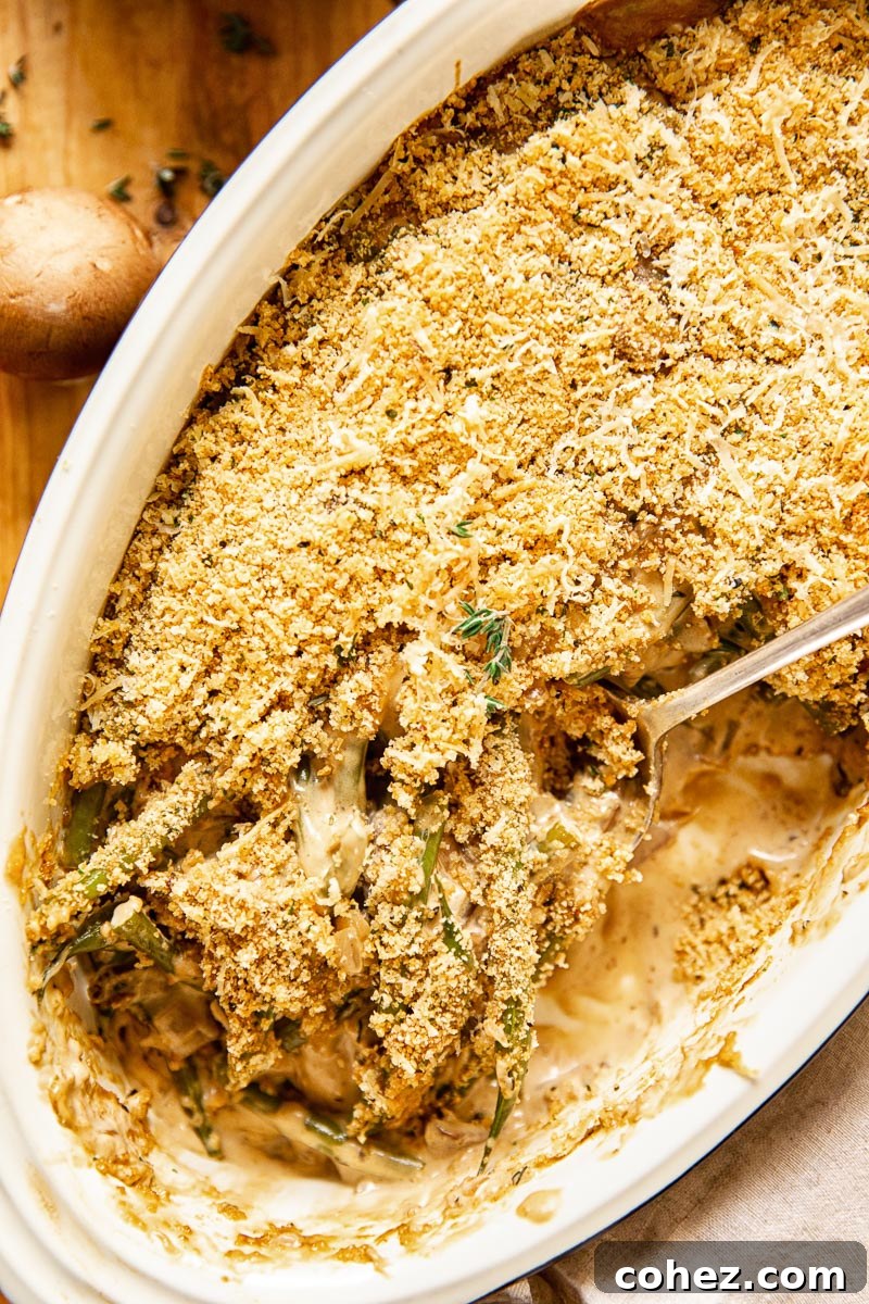 Green Bean Casserole ready to be served
