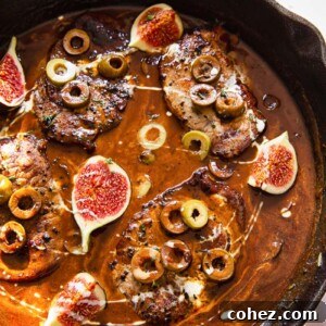 pork chops in sweet and sour sauce with olives and figs
