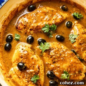 chicken breasts in lemon pepper sauce with black olives