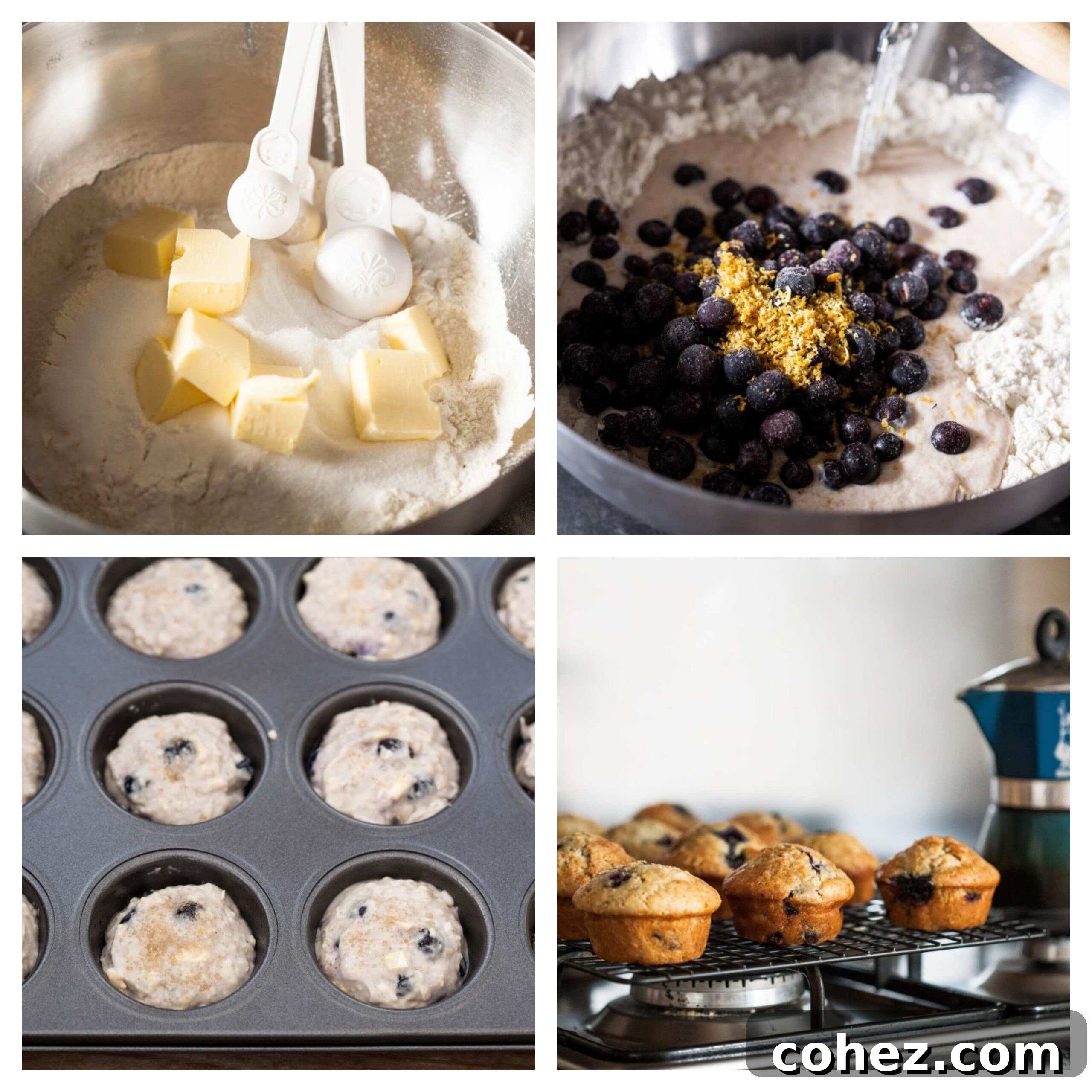 blueberry muffins process