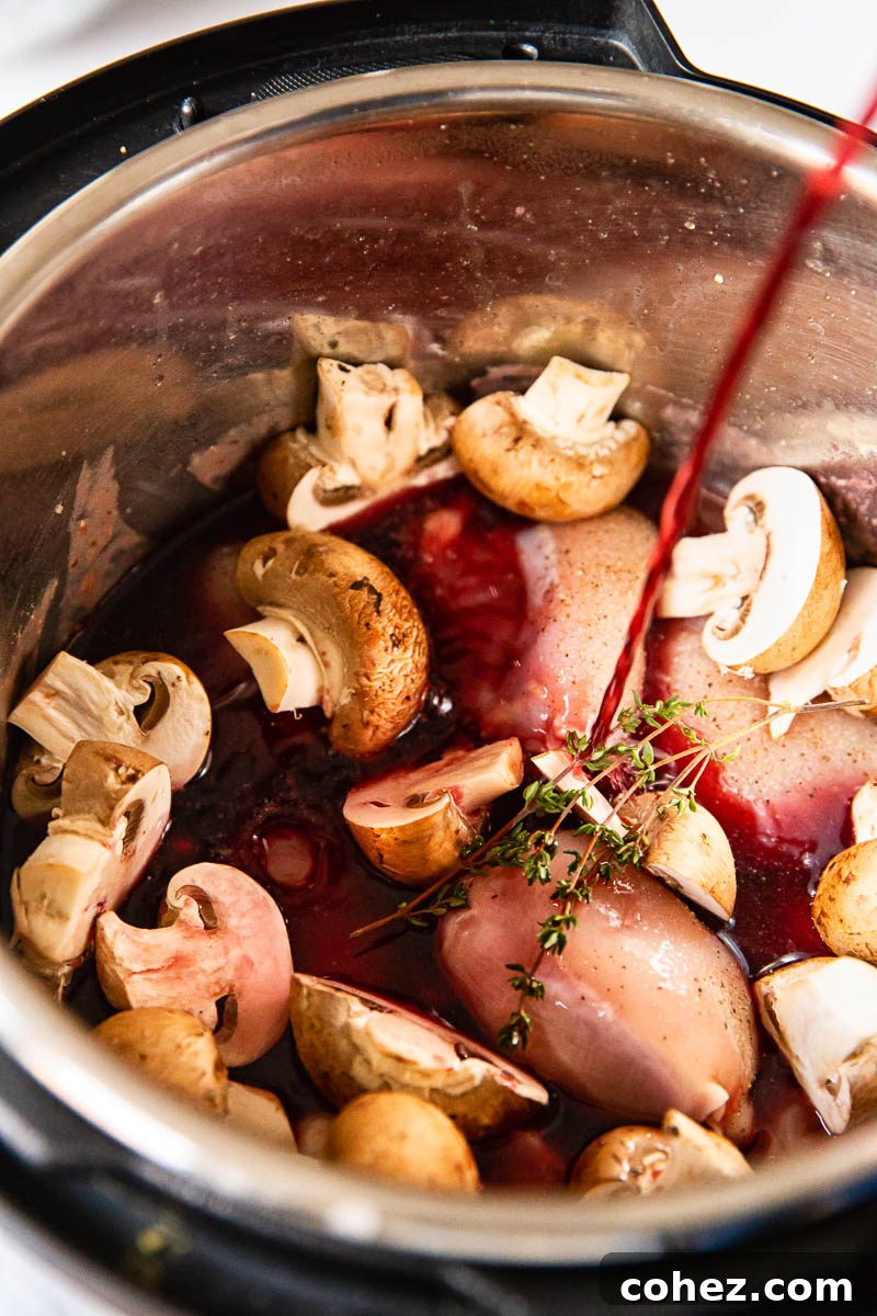 Instant Pot Coq Au Vin: French Flavor in a Flash 5 Instant Pot Chicken Stew before it's cooked in Instant Pot