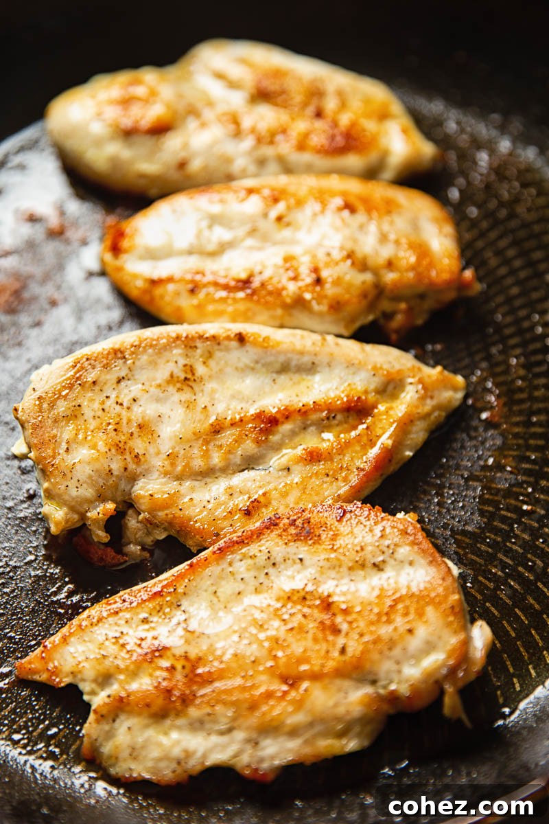seared chicken breasts