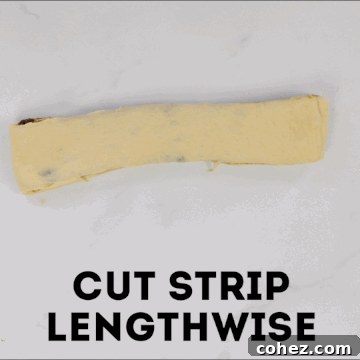 Animated GIF showing how to shape a cinnamon bun into a knot