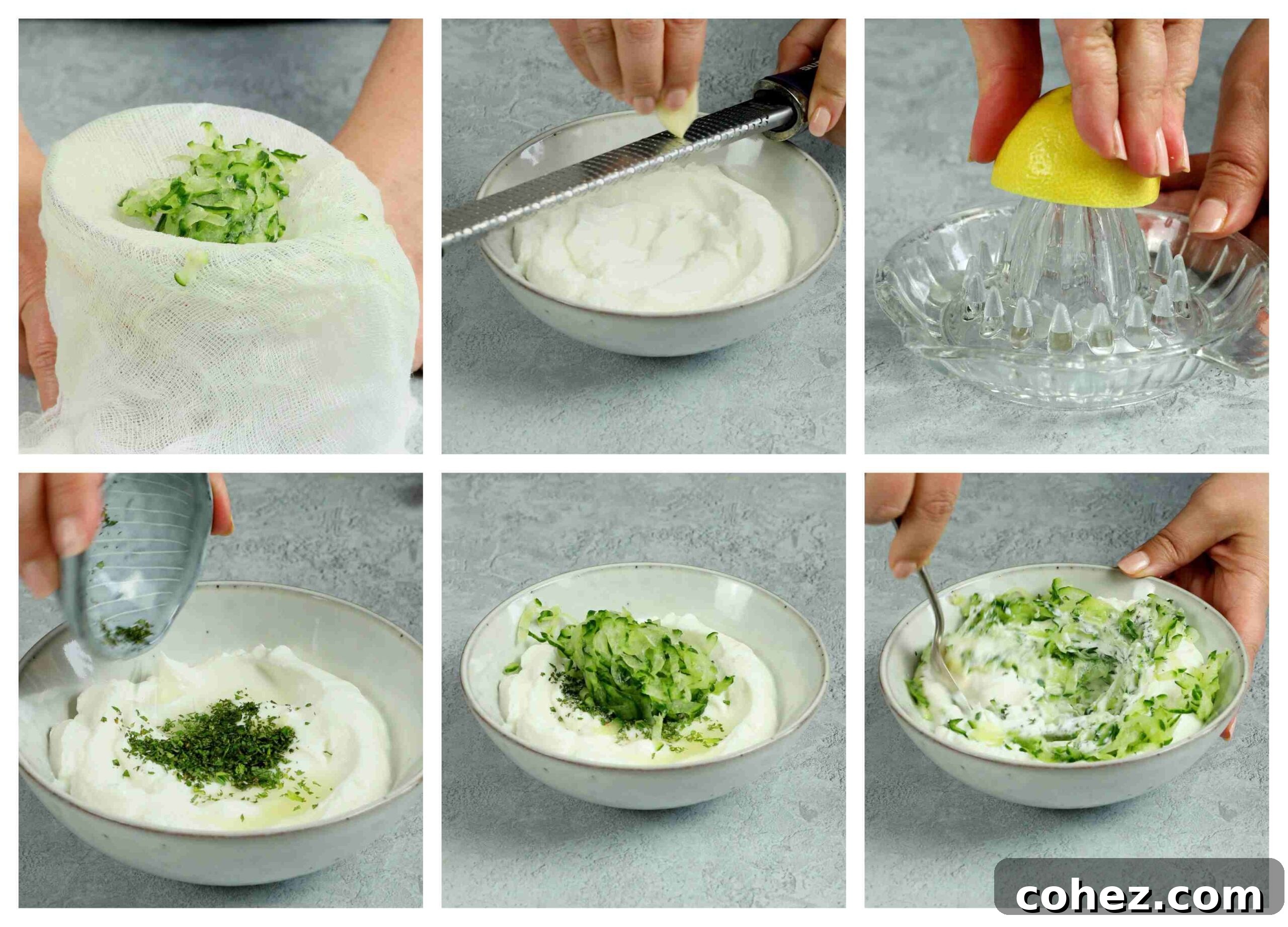 cooking stages for Greek Tzatziki