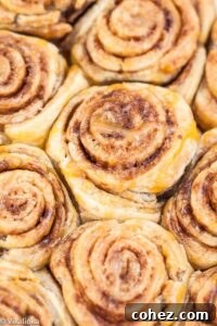 Top down view of puff pastry cinnamon buns