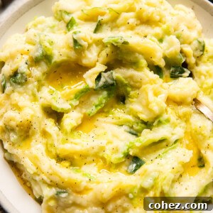 Irish colcannon in a cream coloured bowl