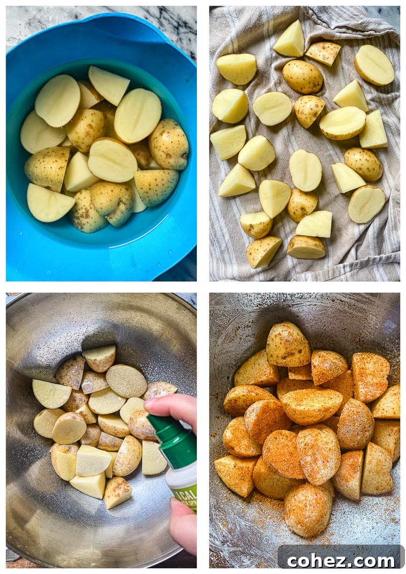 Golden Air-Fried Spuds 4 air fryer potatoes process images