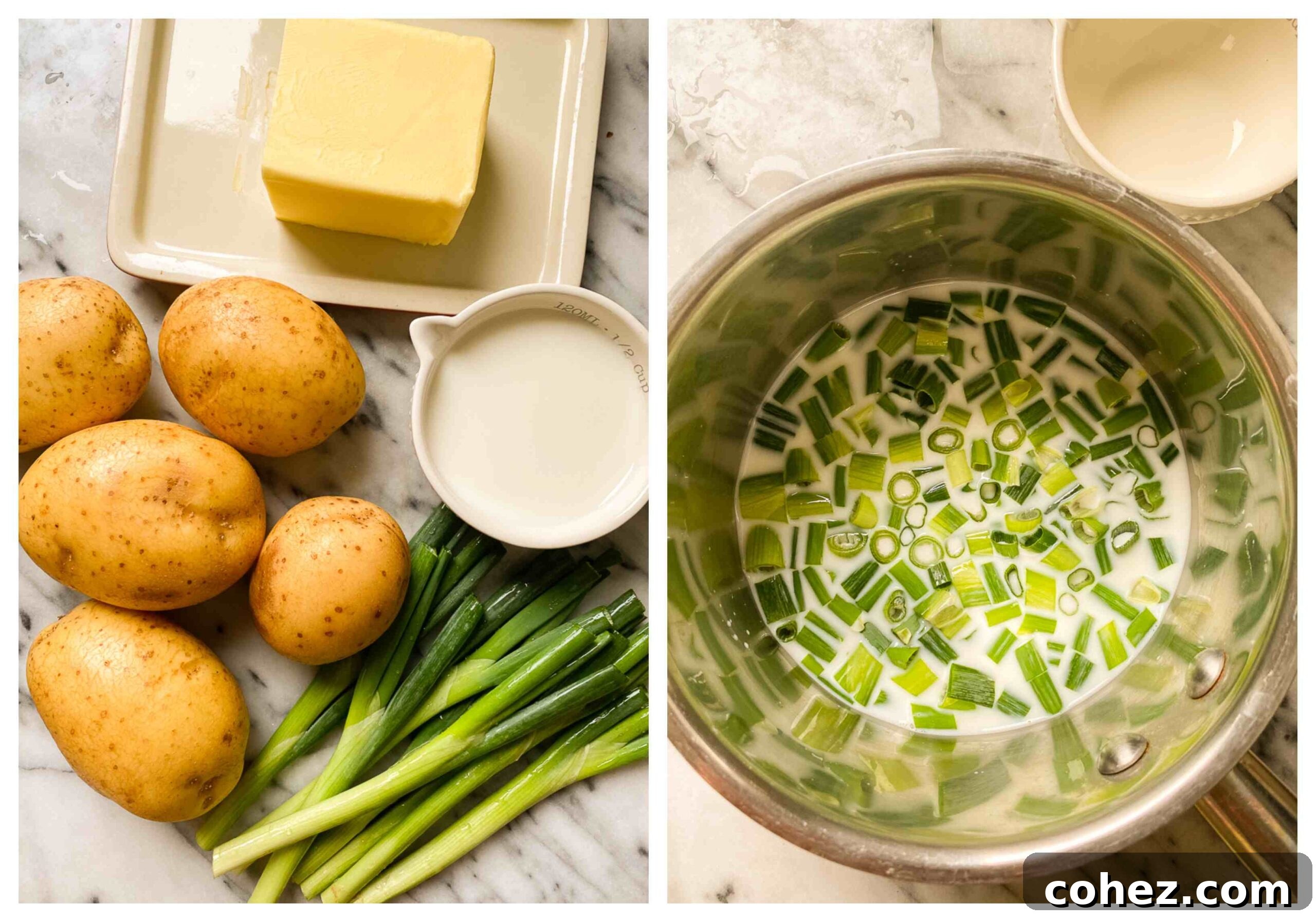 Irish champ ingredients and process images