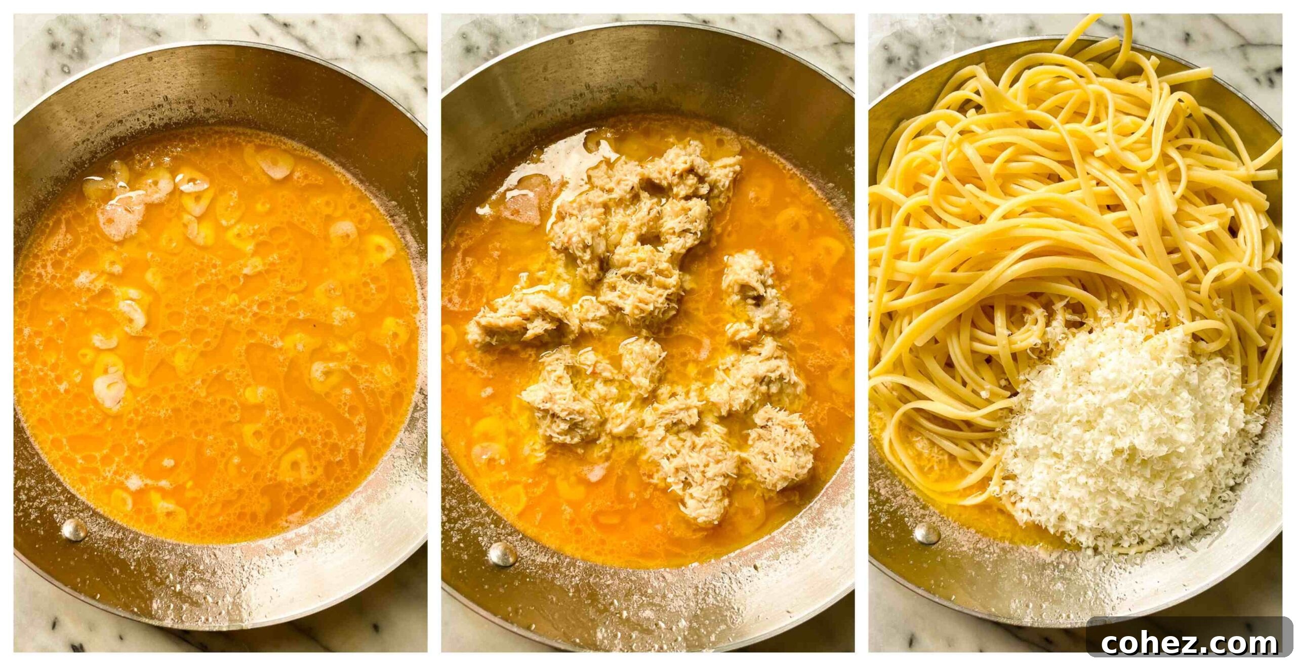 crab pasta recipe process images