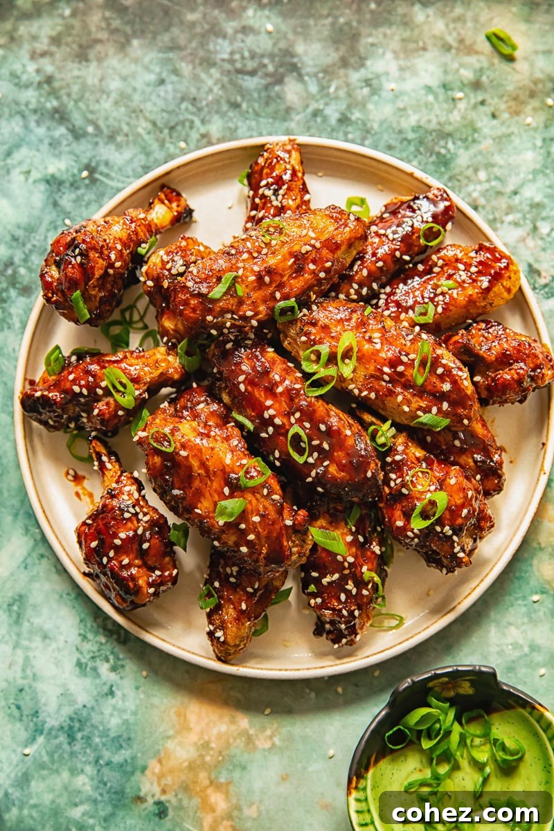 Top down view of Chicken Wings on a plate