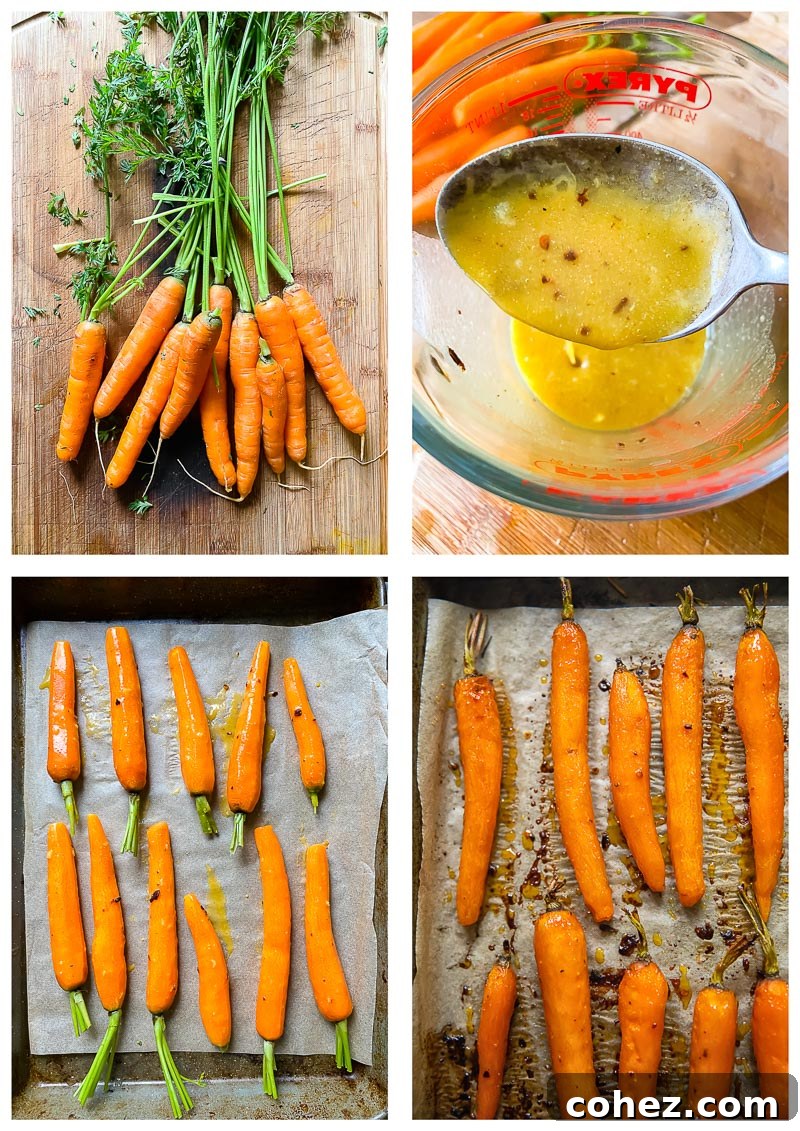 Caramelized Maple Roasted Carrots 3 Step-by-step process images for maple glazed carrots recipe preparation