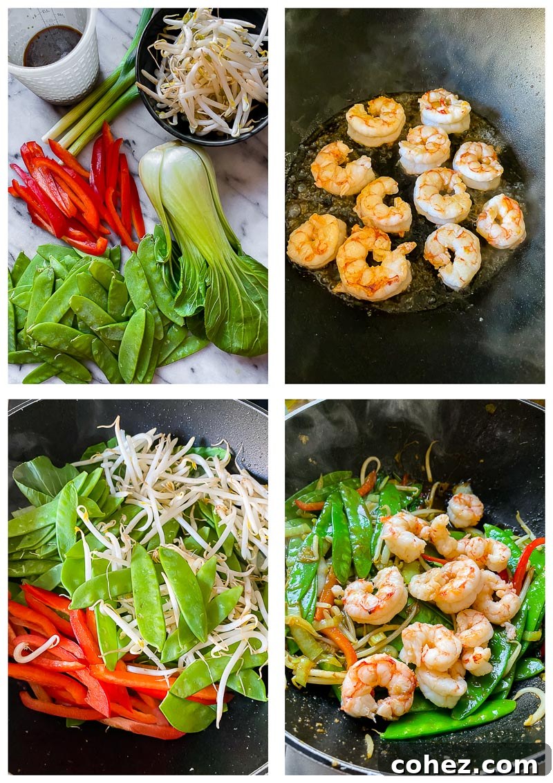 shrimp stir fry process images