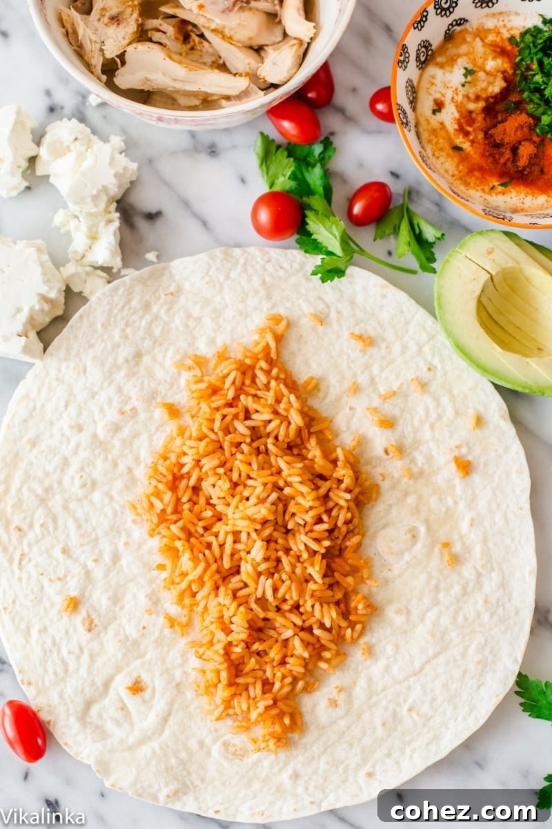 Open wrap with Peri Peri rice added, showcasing its versatility in meals