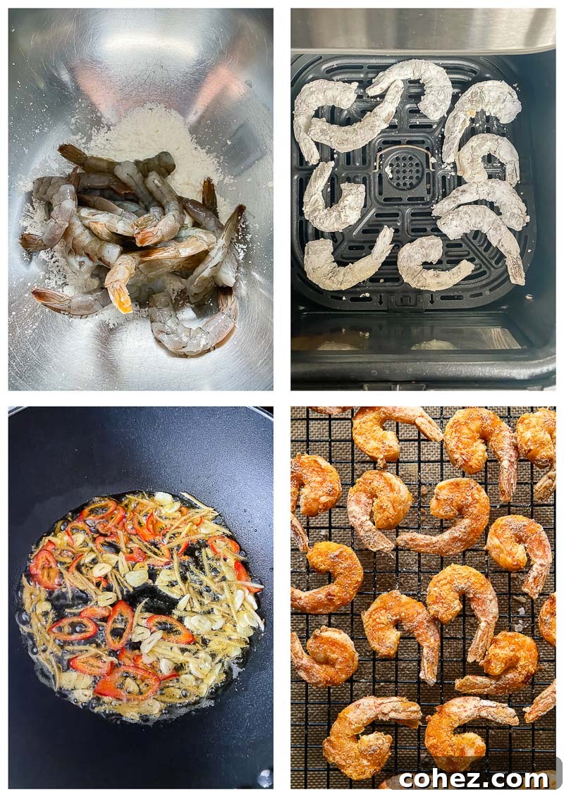 salt and pepper shrimp process images