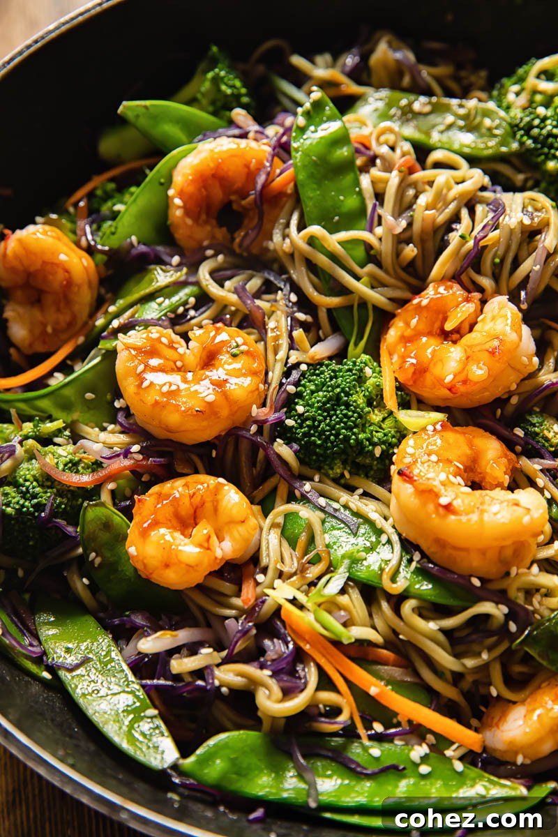 shrimp noodle stir fry