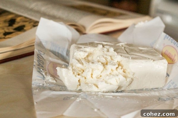 Close-up of tvorog, a creamy Russian curd cheese, showing its crumbly and firm texture