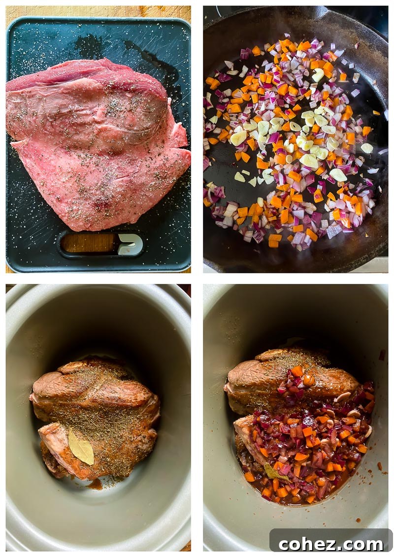slow cooker lamb recipe process images