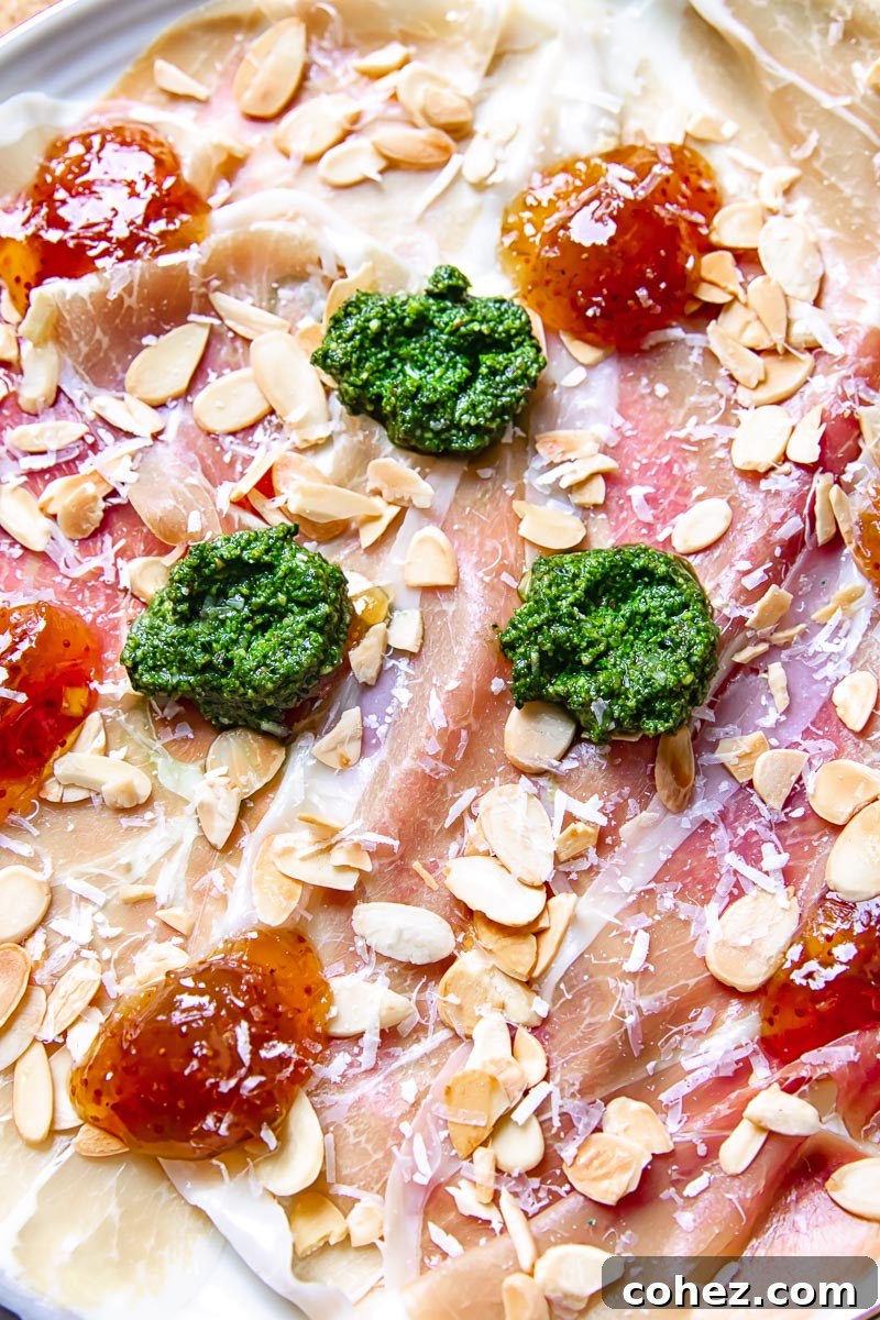 close up of Italian charcuterie board